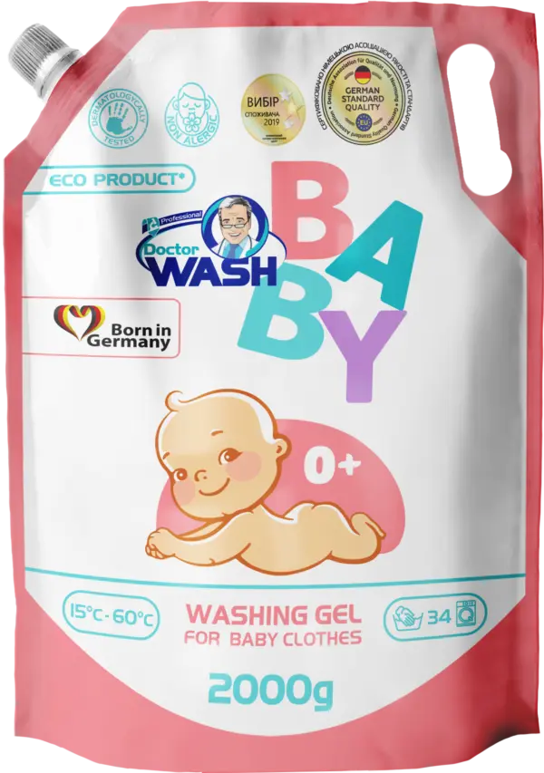 Гель для прання дитячий Doctor Wash Baby 2000 г дой-пак (34 прань)