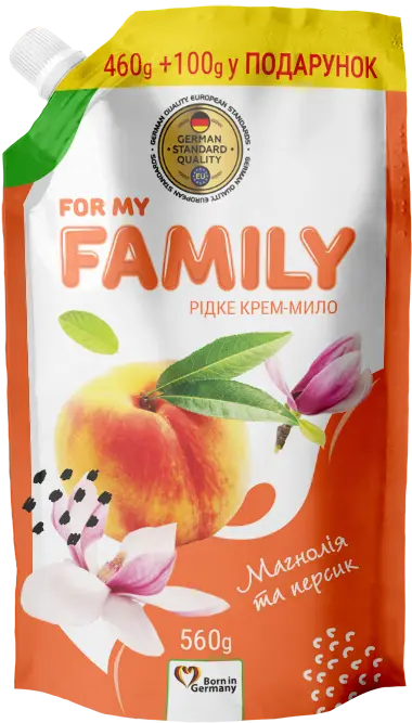 Рідке крем-мило Магнолія та персик For My Family 560 г дой-пак