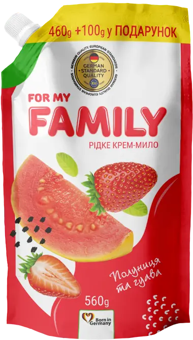 Рідке крем-мило Полуниця та гуава For My Family 560 г дой-пак