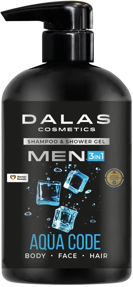 Чоловічий шампунь-гель для душу 3в1 Men Aqua Code Dalas Cosmetics 550 мл