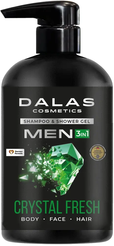 Чоловічий шампунь-гель для душу 3в1 Men Crystal Fresh Dalas Cosmetics 550 мл