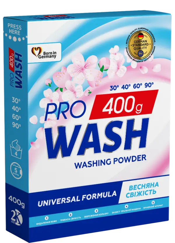 Пральний порошок універсальний Весняна свіжість PRO WASH 400 г