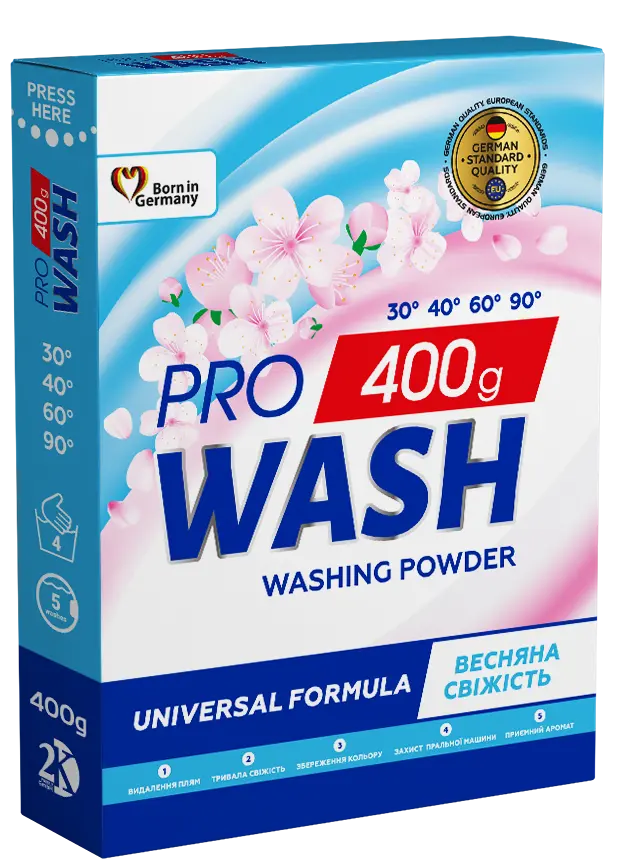 Пральний порошок універсальний Весняна свіжість PRO WASH 400 г