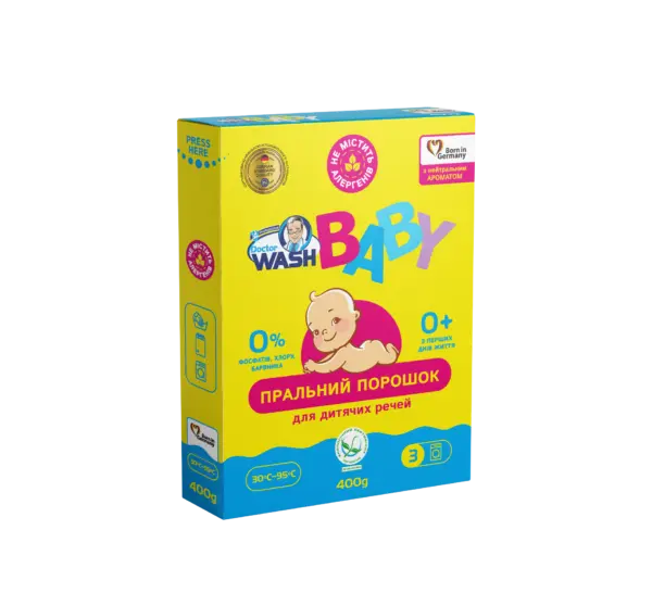Пральний порошок дитячий з нейтральним ароматом Doctor Wash Baby 400 г