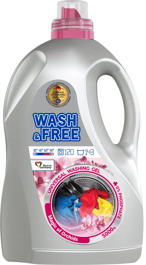 Гель для прання Магія орхідей Wash&Free 5000 г пляшка (80 прань)