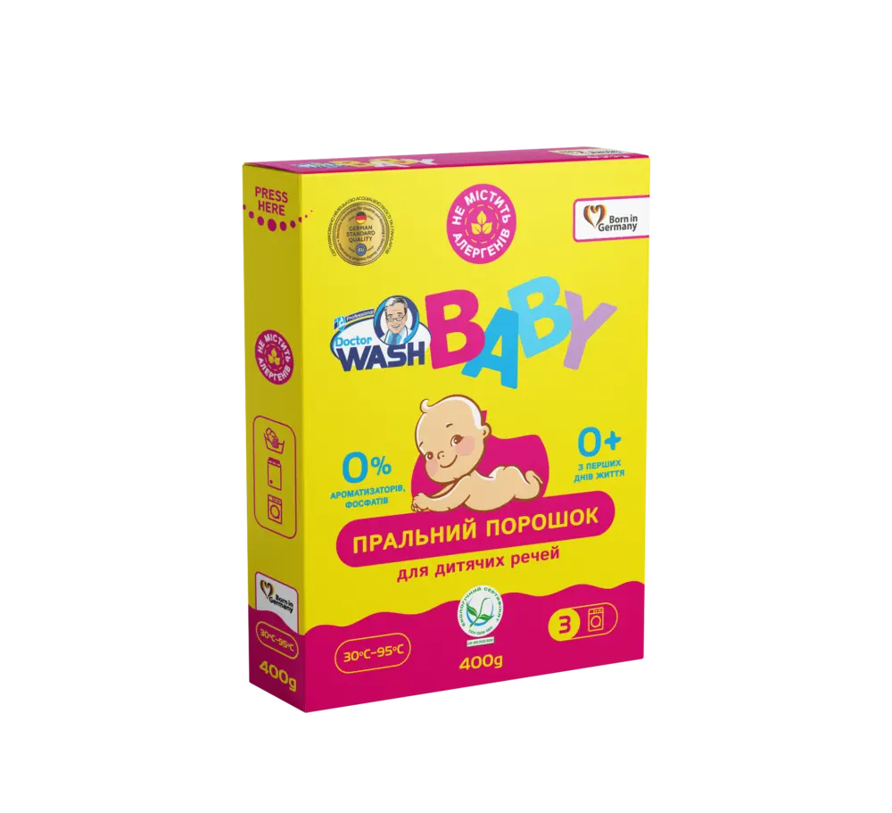 Пральний порошок дитячий гіпоалергенний Doctor Wash Baby 400 г