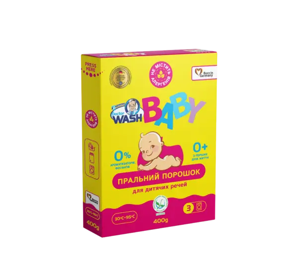 Пральний порошок дитячий гіпоалергенний Doctor Wash Baby 400 г
