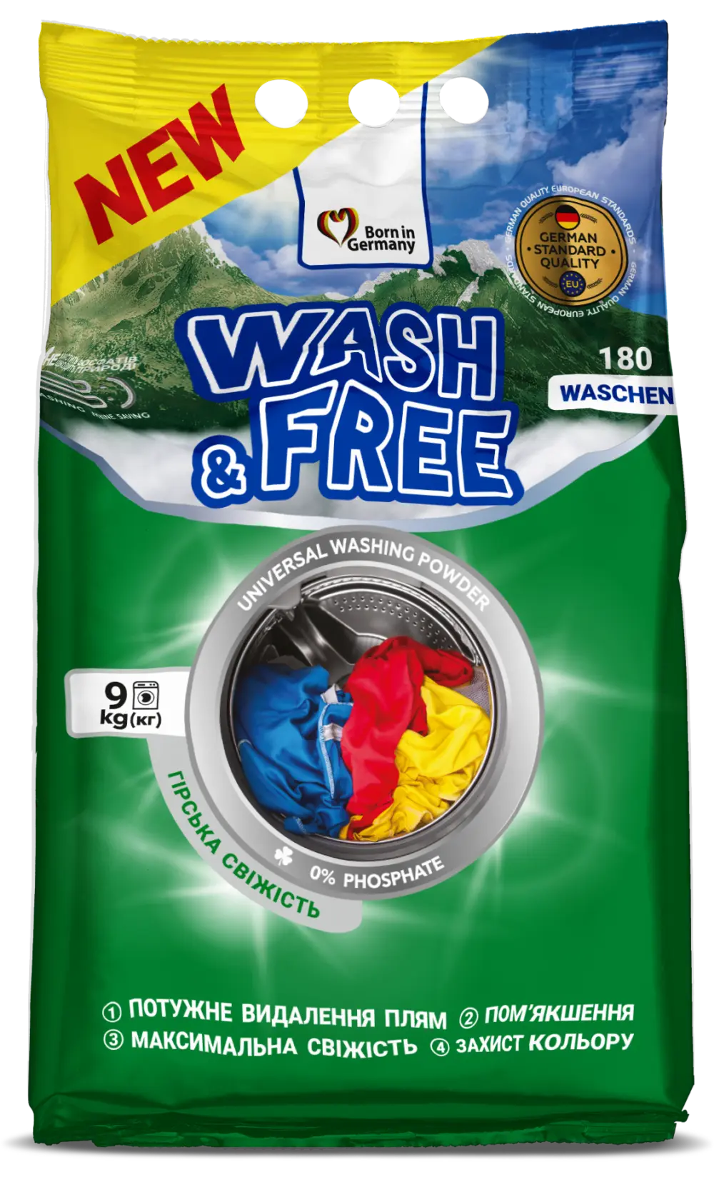 Пральний порошок Гірська свіжість Wash&Free 9000 г