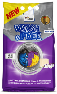 Пральний порошок Жасмин та лаванда з марсельським милом Wash&Free 9 кг WASHFREE-POWDER-JASMINE фото