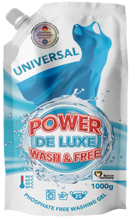 Гель для прання універсальний POWER DE LUXE 1 кг дой-пак (25 прань) PDL-GEL-UNIVERSAL-REFILL фото