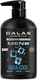 Чоловічий шампунь-гель для душу 3в1 Men Aqua Code Dalas Cosmetics 550 мл 722942 фото