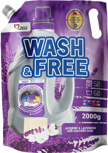 Гель для прання з марсельським милом Жасмин та лаванда Wash&Free 2 кг дой-пак WF-GEL-JASMIN-REFILL фото