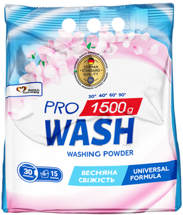 Пральний порошок універсальний Весняна свіжість PRO WASH 1.5 кг 005766 фото