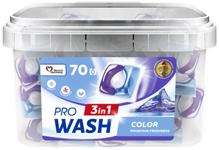 Капсули для прання кольорових речей Гірська свіжість PRO WASH 70 шт контейнер PROWASH-CAPS-COLOR-MOUNTAIN-BOX фото