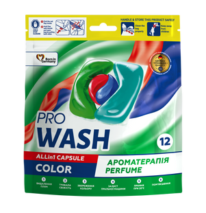 Капсули для прання Color Ароматерапія PRO WASH 12 шт дой-пак PROWASH-CAPS-COLOR-AROMA фото
