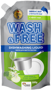 Засіб для миття посуду Зелене яблуко Wash&Free 500 г дой-пак WF-DISH-APPLE-EDELWEISS-REFILL фото