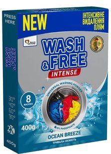 Пральний порошок універсальний Океанський бриз Wash&Free Intense 400 г 005537 фото