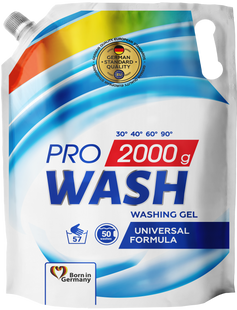 Гель для прання універсальний PRO WASH 2 кг дой-пак (57 прань) PROWASH-GEL-UNIVERSAL фото