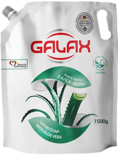 Рідке мило зволожуюче з алое вера GALAX 1500 г дой-пак GALAX-SOAP-ALOE-REFILL фото