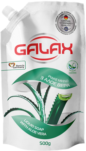 Рідке мило зволожуюче з алое вера GALAX 500 г дой-пак GALAX-SOAP-ALOE-REFILL фото