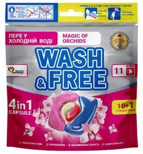 Капсули для прання Магія орхідей Wash&Free 10+1 шт дой-пак 005933 фото