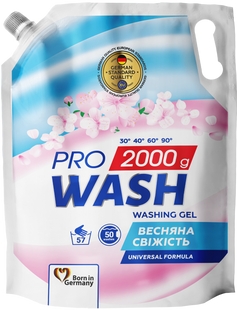Гель для прання Весняна свіжість PRO WASH 2 кг дой-пак (57 прань) PROWASH-GEL-SPRING-FRESH фото